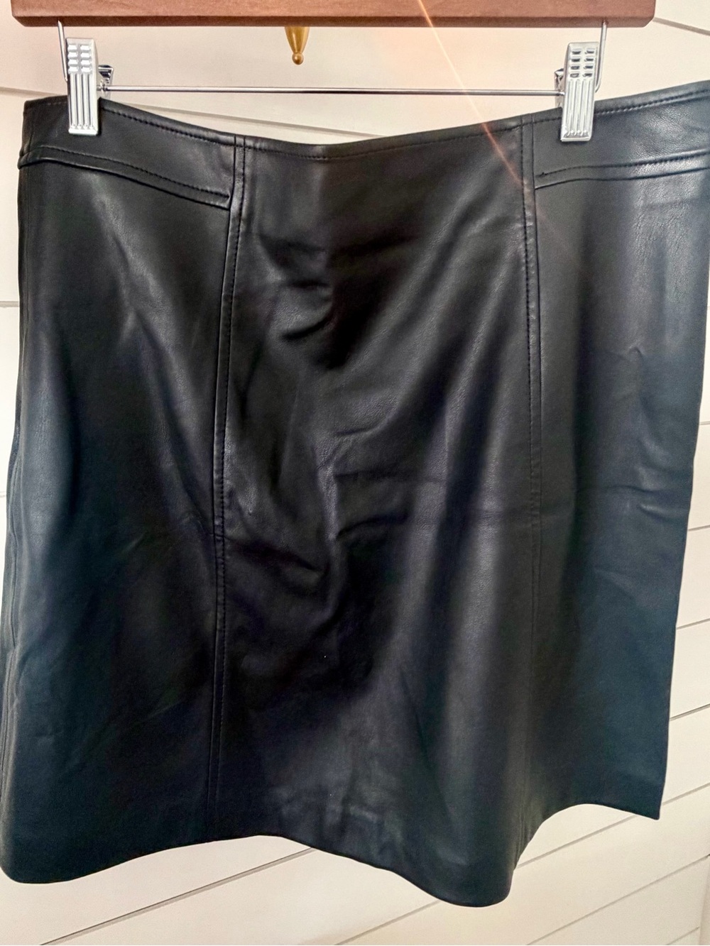 Talbots Black Leather Mini Skirt